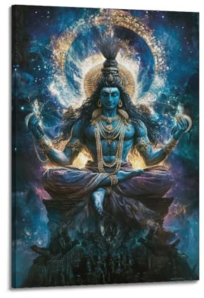 XHBKJA Hinduismus-Poster, kosmischer Tanz von Shiva, der ewige Zyklus der Schöpfung und Zerstörung, Poster, Leinwand, Wandkunst, minimalistisch, modern, Wandbild, dekoratives Gemälde, hängendes