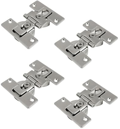 LIKERAINY 180 Degree Folding Door Hinges for Furniture Cupboard Wardrobe Die-Cast Zinc Nickel Plated Pack of 4 Pieces