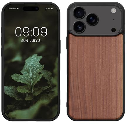 kwmobile Hülle kompatibel mit iPhone 17 Pro Max Hülle - Holz Case - stoßfestes Handy Cover - TPU Handyhülle in Dunkelbraun