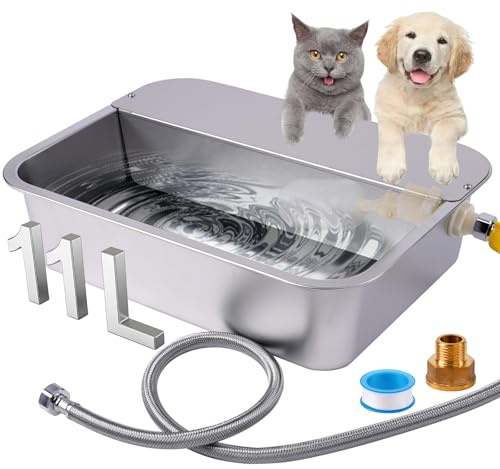 Automatic Dog Water Dispenser, 11L Stainless Steel Bowl for Large Dogs, Self-Filling Automatic Water Bowl for Outdoors, Pet Drinker for Dogs, Cats and Chickens