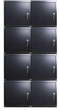 PROREGAL Mega Deal 8X Schließfachwürfel Cubic HxBxT 45x45x45cm Schwarz Schließfachschrank Metallspind Wertfachschrank Umkleideschrank 8 Fächer