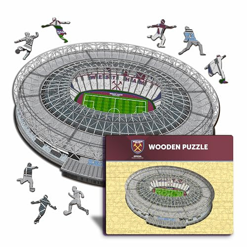 Iconic Puzzles - West Ham Stadium, offiziell Lizenziertes Holzpuzzle, 100% nachhaltig, Geschenk für Erwachsene und Kinder, Größe S, 150 Teile