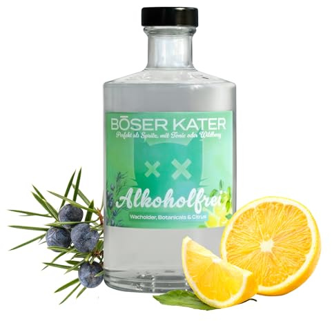 BÖSER KATER Alkoholfrei | Gin-Alternative mit echtem Wacholder 0,5l | Vegan & Zuckerfrei | Perfekt für Longdrinks & Cocktails | Ideale Geschenkidee | Gin ohne Alkohol