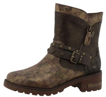 MUSTANG Damen Stiefelette mit Zierschnallen und Nieten, Größe:38 EU, Farbe:Mehrfarbig