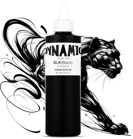 DLD Deep Color Black Tattoo Tinte 8oz Flasche mit hoher Pigmentkonzentration eignet sich für große schwarze Tätowierungen Schöpfung (240 Millimeter)