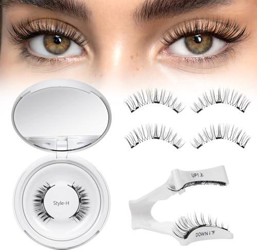 Higu Clace Kit Di Ciglia Magnetiche Con Applicatore, Ciglia Magnetiche Naturali Senza Colla, Facili Da Indossare Per Principianti (Stile H)