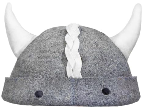 Giftellino 100% Woll Filz Viking Sauna Hut – Einheitsgröße für Damen & Herren – Grau Filz Mütze für Banja, Spa & Dampfbad – Hitzeschutz Hut