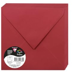Clairefontaine 5583C - Packung mit 20 Umschläge Pollen, Format 165 x 165mm, 120g, ideal für Einladungen und Korrespondenz, Kirschrot, 1 Pack