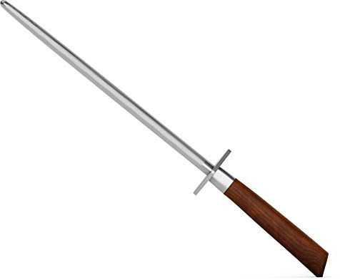 Burgvogel Solingen, Natura Line, Acciarino, profilo rotondo, 26 cm, inossidabile, affilacoltelli, manico in legno verzino satinato, Made in Germany