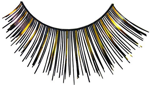 Eulenspiegel 000076 - Künstliche Wimpern, Schwarz/Gold, 1 ml Spezial-Wimpernkleber, Anleitung, für Karneval, Mottoparty