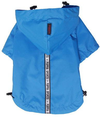 Puppia Base Jumper Dog Raincoat Waterproof Pet Rain Jacket with Reflective Safety Strips Lightweight High-Visibility with Leash Hole, Medium, Sky Blue