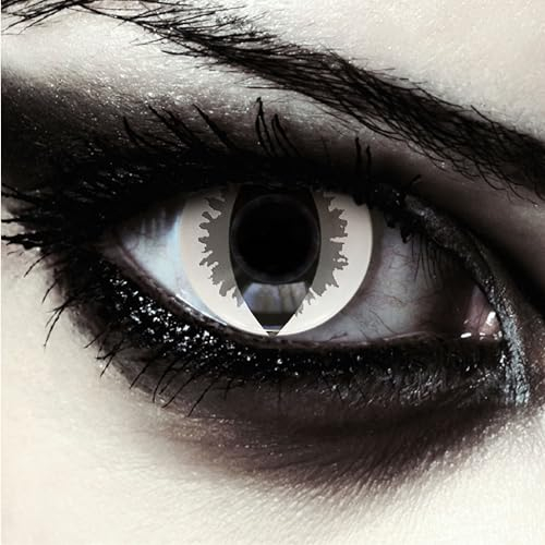 DESIGNLENSES, Farbige grau weiß Katzenaugen Halloween Kostüm Kontaktlinsen, 1 Paar (2 Stück),weiche Drachen Farblinsen ohne Stärke, Grey Dragon