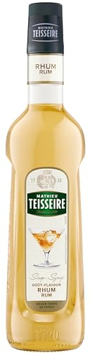 Sirop Goût Rhum Mathieu Teisseire, pour boissons, cocktails classiques avec ou sans alcool, bouteille de 70cl