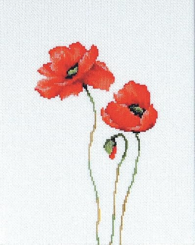 Luca-S Kreuzstichset Mohnblumen III, Zählmuster, 13,5x22,5cm