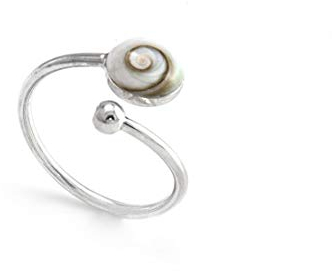 Silverly Damen Sterling Silber 925 Weiß Shiva Eye Shell Einstellbare Ring, Größe: 57 (18.1)