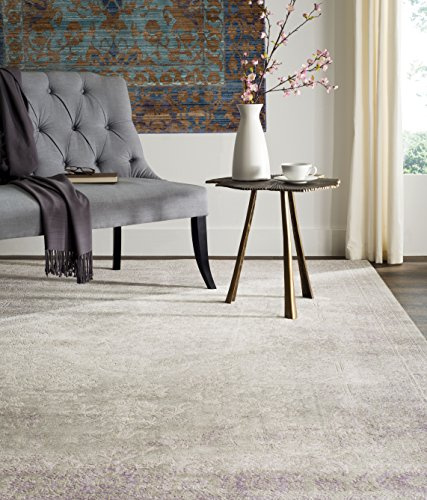 SAFAVIEH Passion Collection Area Rug - 5'1 x 7'7, Grey & Lavender, Vintage Distressed Design, Non-Shedding & Easy Care, Ideal for High Traffic Areas in Living Room, Bedroom (PAS402G)