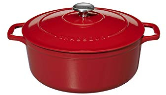 Chasseur 11832258 Cocotte ronde, Fonte émaillée, Rubis (intérieur Noir), 22 cm