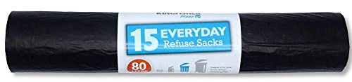 Kingfisher 15 Pack of Black Standard 82L Refuse Sacks Black Bin Liners Kitchen