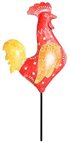 Hahn Gartenstecker Blumenstecker Metall Stab Stecker Dekoration Handarbeit Bunt Bemalt Höhe ca 20cm - Gall & Zick