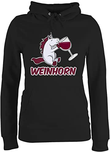 Pullover Damen Hoodie Frauen - Einhorn Geschenk Unicorn - Weinhorn - XL - Schwarz - einhornpullis Pulli sprüche einhörner Wein Hoodies Einhorn, Spruch hoddys Unicorns hoddis einhörnern pullis