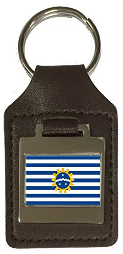 Schlüsselanhänger aus Leder mit Gravur Sao Jose Dos Campos City Sao Paulo Staatsflagge