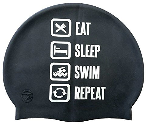 Swimxwin Cuffia in Silicone Repeat Nero | Cuffia da Nuoto| Grande Comfort e aderenza | Design e Stile Italiano