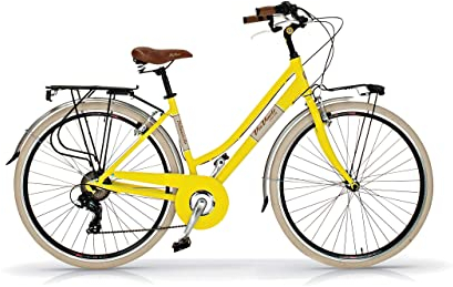 Via Veneto VV605AL Damenfahrrad Citybike 28 Zoll Gelb | Fahrrad Damen Retro Cityräder City Bike | 6 Gänge, Aluminiumrahmen, Schutzblech, LED-Licht und Gepäckträger City-Bike Damen