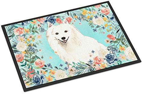 Caroline's Treasures CK3422MAT Japanische Spitz Matte für Innen- und Außenbereich, 18 x 27 cm, 18 x 27 cm, Mehrfarbig