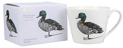 Maxwell & Williams Marini Ferlazzo Birds Tasse aus feinem Porzellan mit Motiv Ente, in Geschenkbox, 450 ml