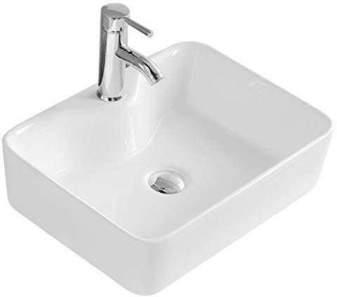 VBChome Waschbecken 49 x 38 Keramik Weiß FREISTEHENDES Waschtisch Handwaschbecken Aufsatz Waschschale BADEZIMMER WC
