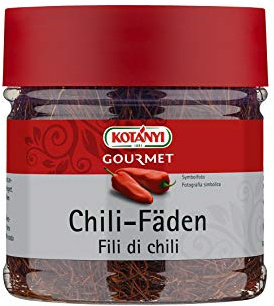 Kotanyi Gourmet Chilifäden ganz getrocknet | zum Dekorieren und Anrichten, dezent-scharf, 400 ml