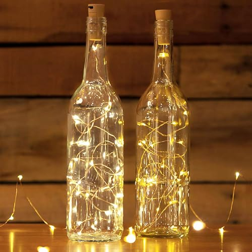 kolpop Lot de 18 Guirlande led à pile, 2M 20 Mini LED Guirlande Lumineuse Pile Étanche pour Intérieur,Chambre, bouteille, Mariage, Fête, Noël Décoration