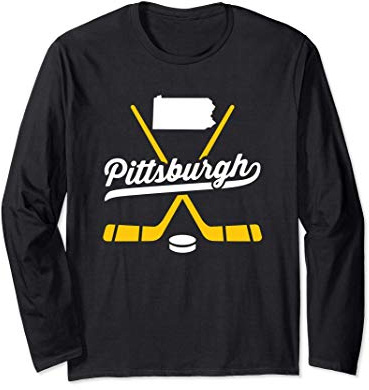 Vintage Pittsburgh Ice Hockey Sticks Sports Team Fan Gift Long Sleeve T-Shirt