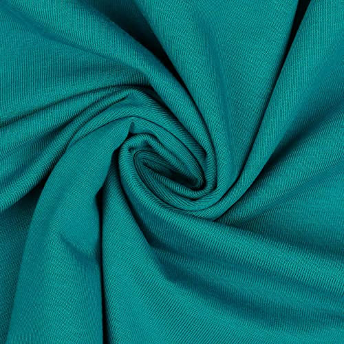 Jerseystoff Uni Meterware Tex Standard 100 zertifiziert 69 Farben zur Auswahl Uni + Meliert (012 I Petrol, 100 x 150cm)