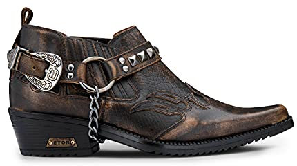Scarpe da Uomo in Pelle Coccodrillo Bronzo con Fibbia in Metallo e Perno Stile Punk da Cowboy Winklepickers 43