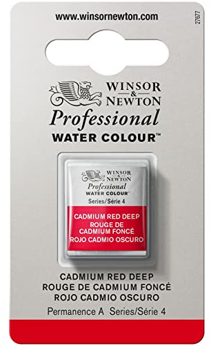 Winsor & Newton Professional Watercolour Paint, Artist Quality, Finest Pigments, Cadmium Red Deep, Half Pan