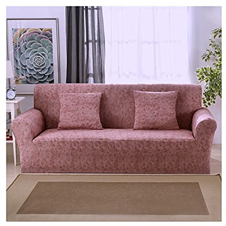AMDXD Sofabezug 2 Sitzer, Einfarbig Sofa Stretchhusse Möbelschutz mit Elastischem für Wohnzimmer, in Polyester, Anti-Rutsch, Elastischer, Rot Braun