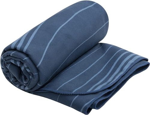 Sea to Summit - DryLite Towel Reisehandtuch L - Mikrofaser Badetuch - Superweich & Samtig - Schnelltrocknend - Aufhänger & Tasche - Reisen & Fitness - 60 x 120cm - Atlantic Wave Blue - 145g