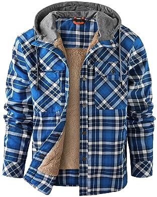 Mr.Stream Herren Thermohemd Flanellhemd Winterjacke Fleecefutter schützendem Innenfutter Holzfällerhemd Arbeitshemd Hoody 3252 Blue XL