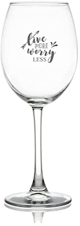 11 Oz Wine Glass Live More Worry Less Paintings Drinking Glass Glassware for Red Or White Wine Cocktails Perfect for Homes & Bars Party Supplies Decorations