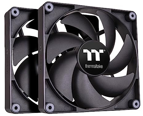 Thermaltake CT140 PC Cooling Fan (2-Fan Pack), Daisy-Chain Design, Fan speeds up to 1500 RPM, 140 mm Hydraulic Bearing Fan, Anti-Vibration mounting, CL-F148-PL14BL-A,Black