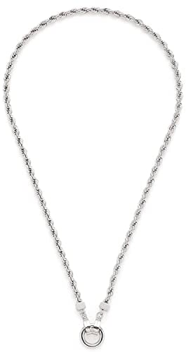 Leonardo Jewels Cordula Halskette, Kette aus Edelstahl mit Clip&Mix Verschluss, silber, Anker-Kette Kordel Optik 43 cm, Damen Schmuck, 023065