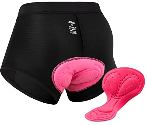 JEPOZRA Sports Damen Fahrrad Unterwäsche Gepolstert Sitzpolster Atmungsaktiv Fahrradunterhose Kurz Radlerhose funktionsunterwäsche (XL, Schwarz)