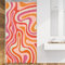 LIGHTINHOME Petit Rideau de Douche Abstrait Moderne, 91,4 x 183,9 cm (l x H), Rose, Orange, Groovy esthétique, Mignon, rétro des années 70, Rideau de Salle de Bain étroit, Tissu imperméable