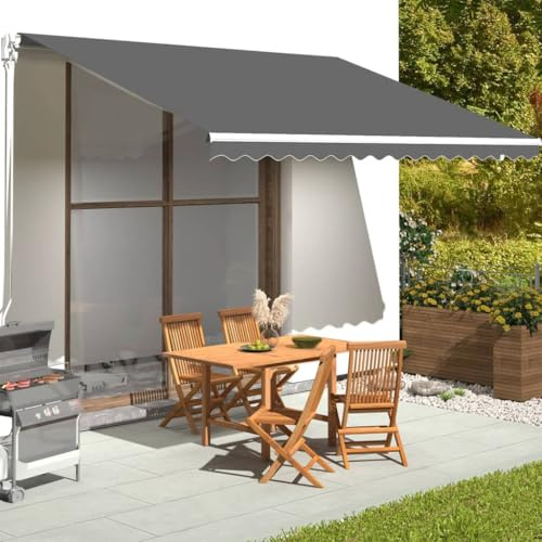 puraday Markisen Ersatzstoff 4,5x3,5 m Markisenbespannung Anthrazit Markiesenstoff Wasserdicht Polyester mit PU-Beschichtung