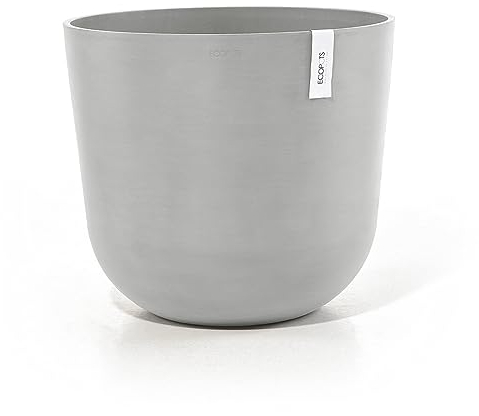 Ecopots Blumentopf Oslo Hell Grau - mit Wasserversorgung - Durchmesser Ø 45 cm rund groß - Pflanzentopf aus Recycling Kunststoff - Übertopf modern für Indoor und Outdoor