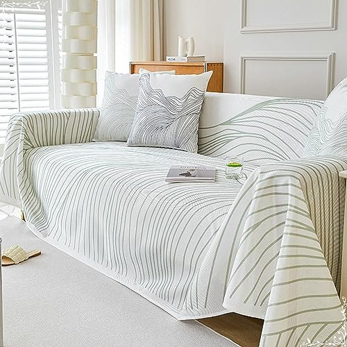 Gualiy Sofa Überzug 180x130cm, mit Streifendesign Sofa Überzug 1 Sitzer Sofahusse Kratzfest Grün Sofabezug für Wohnlandschaft