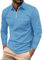 IQYU Digitaluhr Retro Herren Herrenmode Frühling und Herbst Casual Langarm Reißverschluss einfarbig Langarm T-Shirt Top Fliegeruhr (Sky Blue, S)