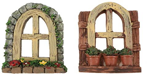 Cabilock 8 Stück Mikro-Landschaftsornament Miniatur-Fee-Fenster Fenster-Landschaftszubehör Elfen-Fee-Fenster Feenhaus Aquarium Aquarium DIY-Modell Wandaufkleber Kunstharz Glas