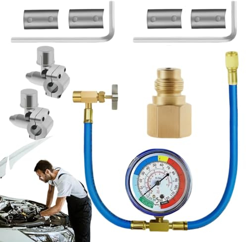 Genérico Kit de recarga de refrigerador, herramientas del kit de refrigerante R134A | Kit Recarga Frigorífico R134AR12,Herramientas de refrigeración con válvula y acoplador rápido, herramientas de